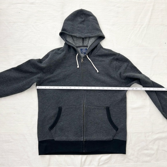J. Crew Men's Athletic Fleece Charcoal Hoodie Sweater - Picture 7 of 11